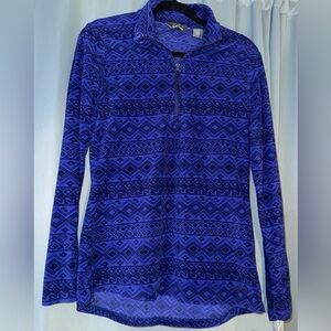 Eddie Bauer Fleece fitted 1/4 zip Patterned L Top
